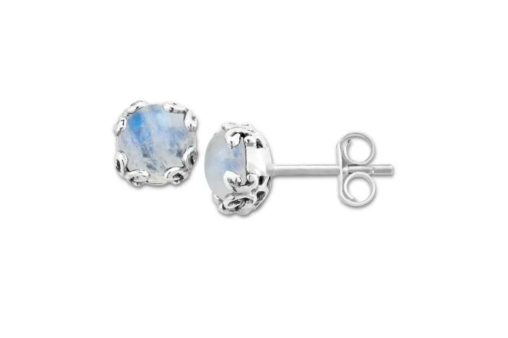 Glow Studs- Rainbow Moonstone