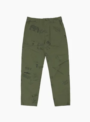 Graffiti Print Fatigue Pant Olive