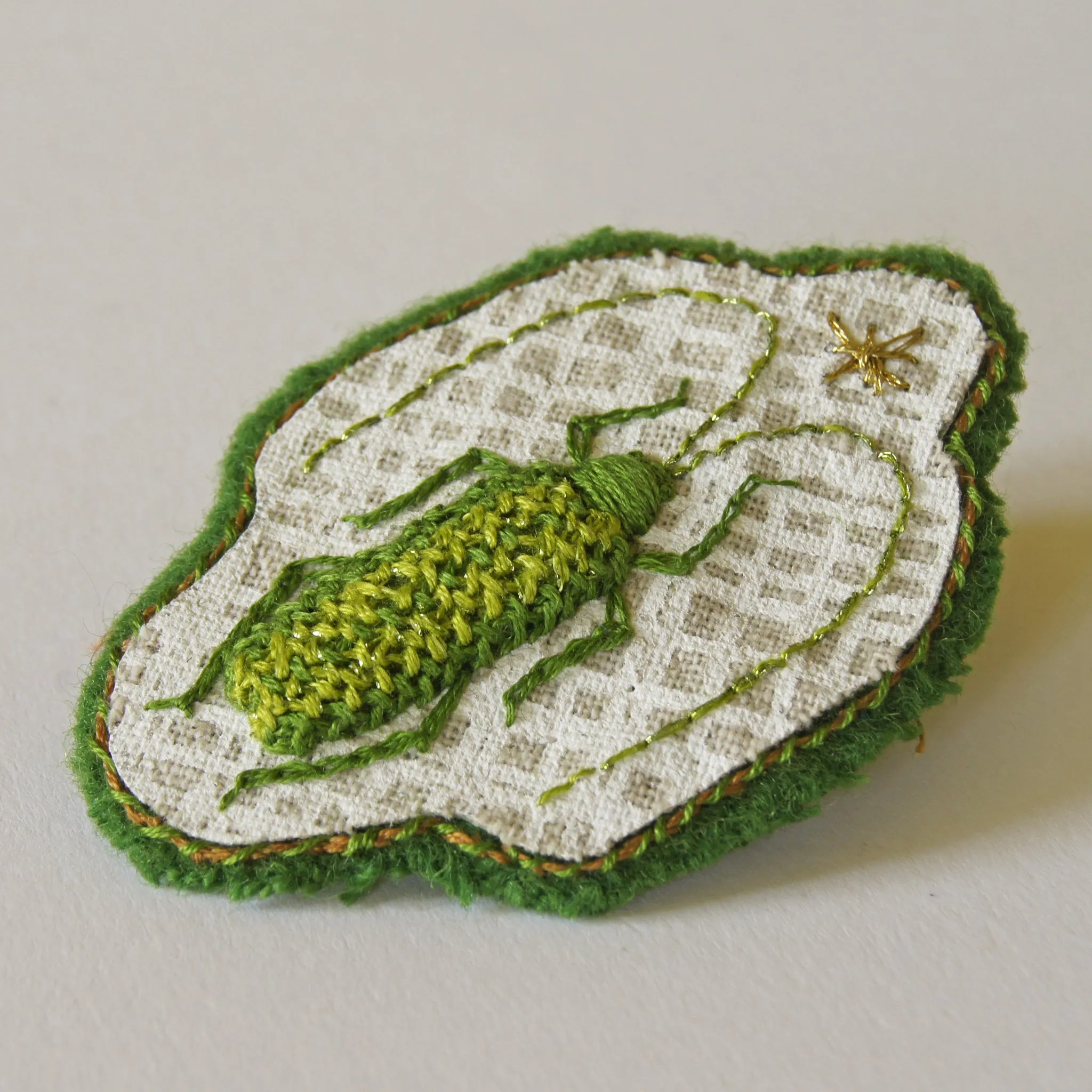 Green Longhorn Beetle Patch Sew-On