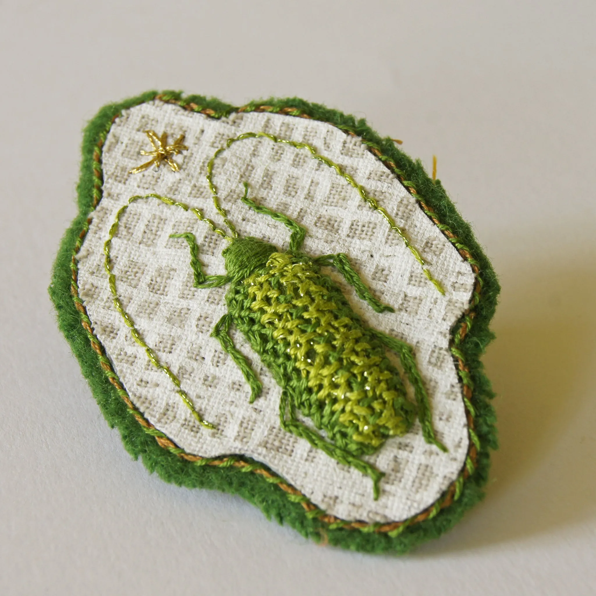 Green Longhorn Beetle Patch Sew-On