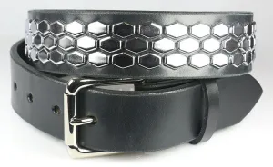 Hexagon Studded Leather Belt