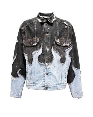 Jacket denim FIRE black & blue