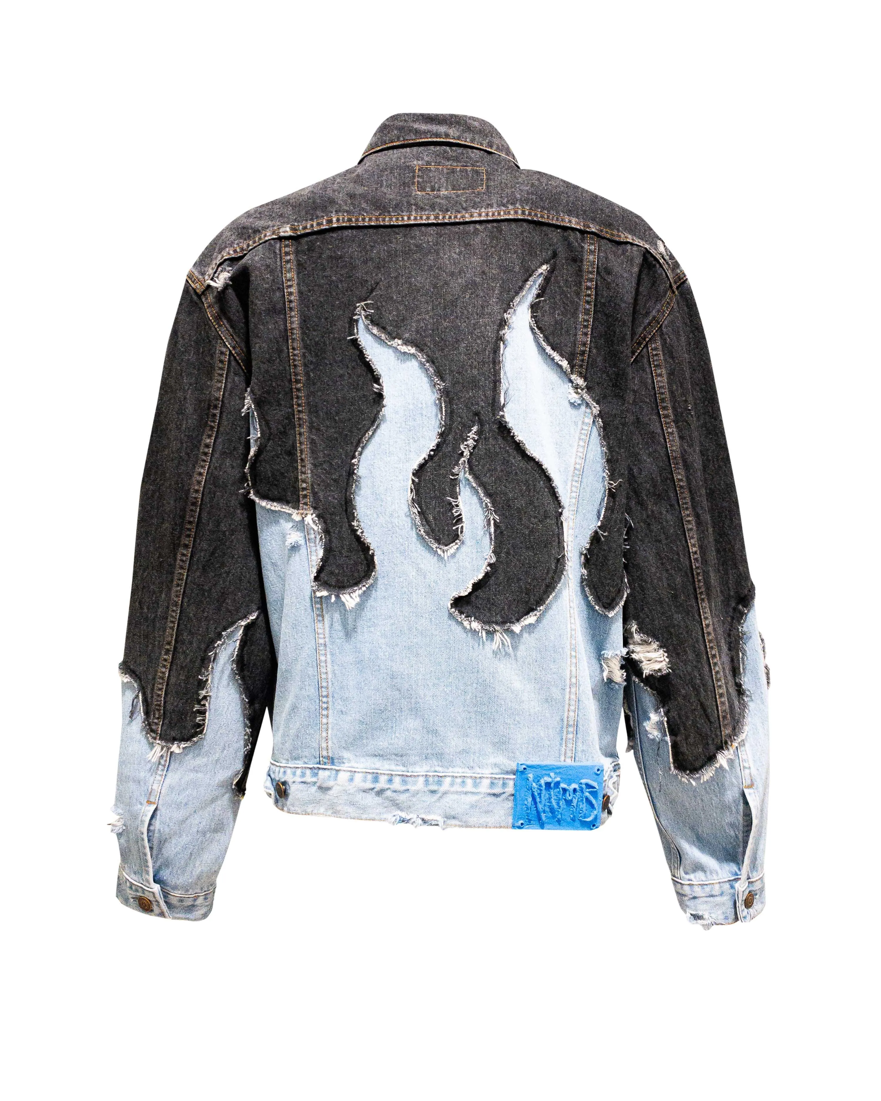 Jacket denim FIRE black & blue