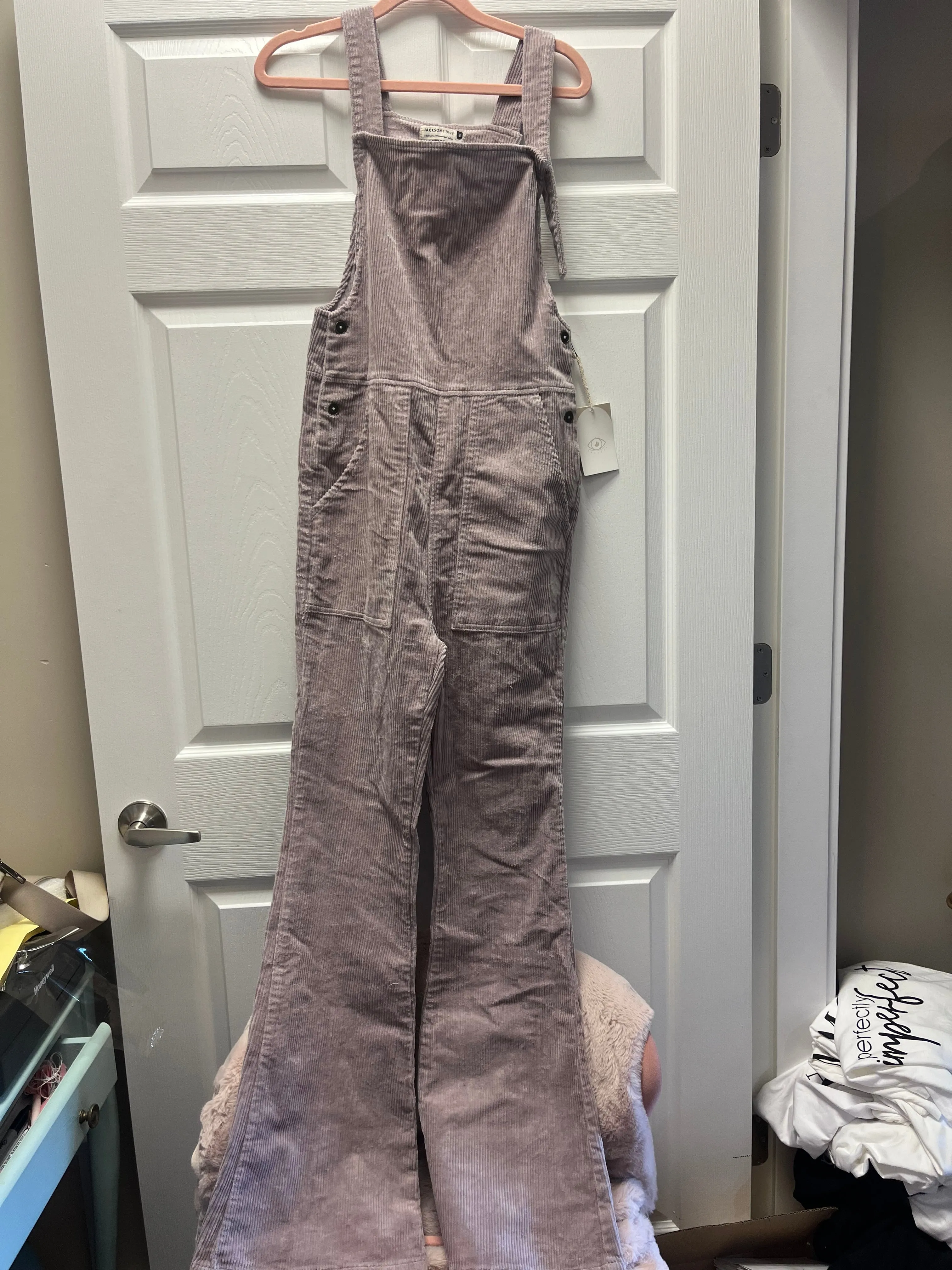 Jackson Rowe Lavender Cord Overalls Sz S NWT