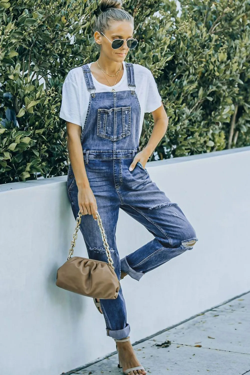 Jessie Distressed Denim Overalls