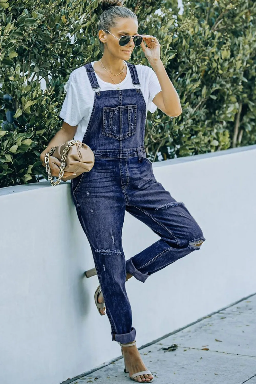 Jessie Distressed Denim Overalls