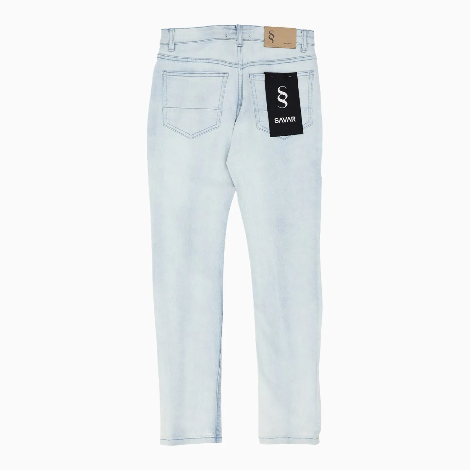 Kid's Savar Ice Blue Slim Denim Ripped Jeans Pant