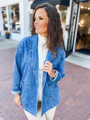 Lapel Collard Denim Jacket