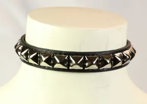 Leather Choker with 1/2" Pyramids