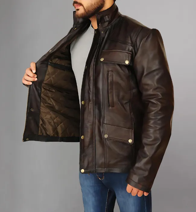 Mens Dark Brown Leather Jacket