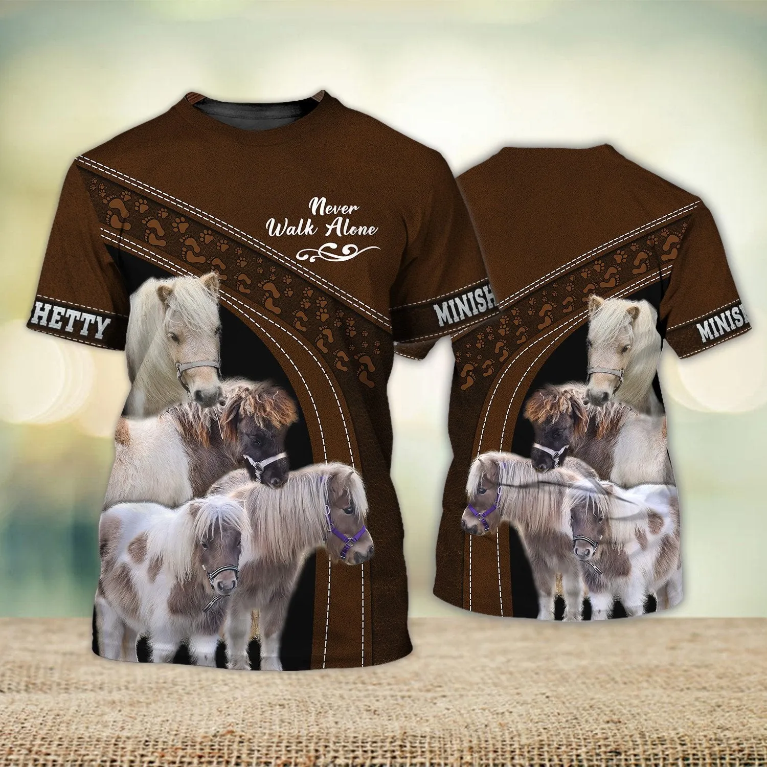 Minishetty Love Never Walk Alone Brown 3D Full Print Shirts, Shirt For Horse Lovers