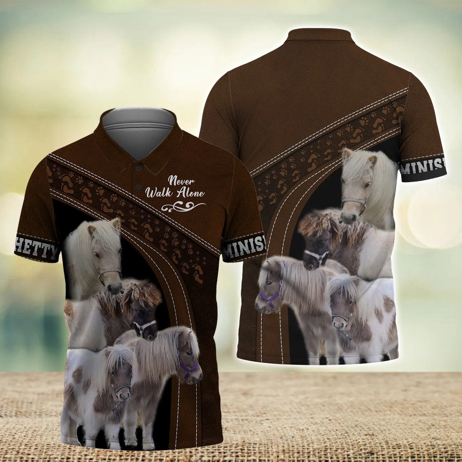 Minishetty Love Never Walk Alone Brown 3D Full Print Shirts, Shirt For Horse Lovers