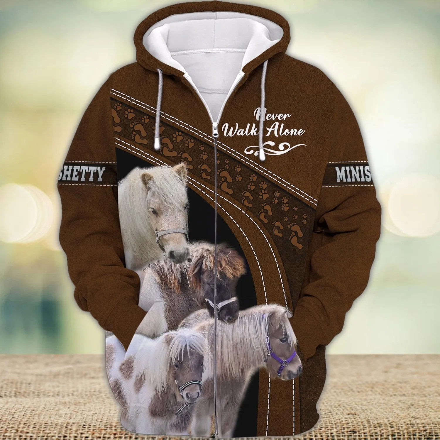 Minishetty Love Never Walk Alone Brown 3D Full Print Shirts, Shirt For Horse Lovers