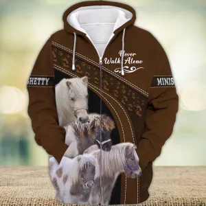 Minishetty Love Never Walk Alone Brown 3D Full Print Shirts, Shirt For Horse Lovers