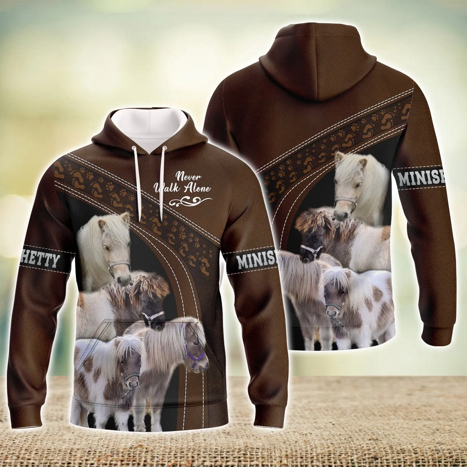 Minishetty Love Never Walk Alone Brown 3D Full Print Shirts, Shirt For Horse Lovers