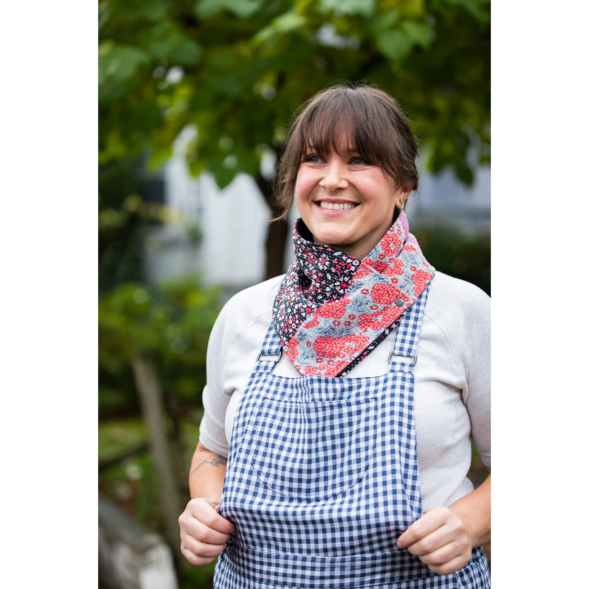 Nikki Overalls in Organic Cotton Double Gauze Blue and White Gingham