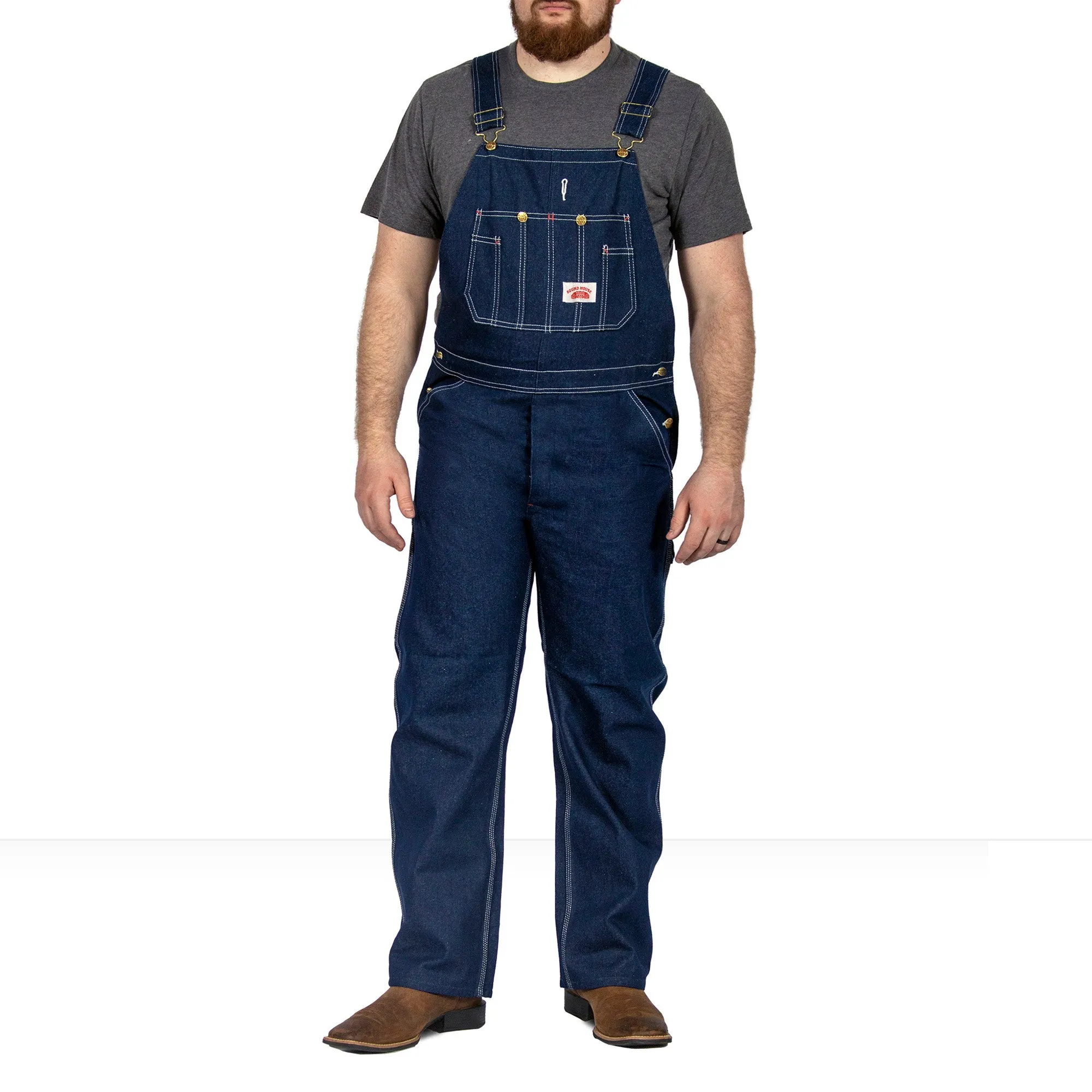 Non-USA Classic Blue Denim Zipper Fly Bib Overalls - Not Sewn in USA