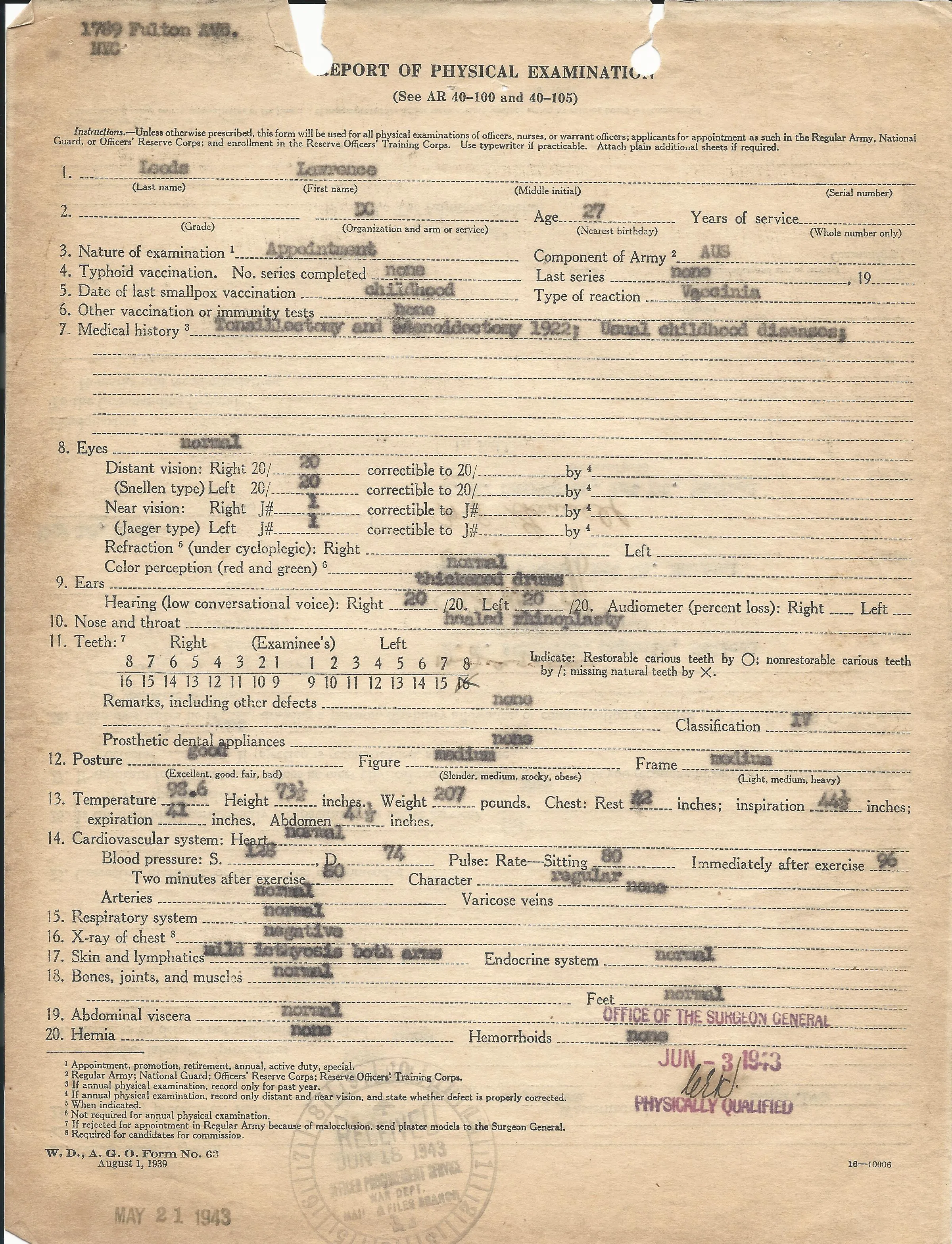 Original U.S. WWII 108th Infantry Regiment Named Combat Medic and Dental Officer Grouping