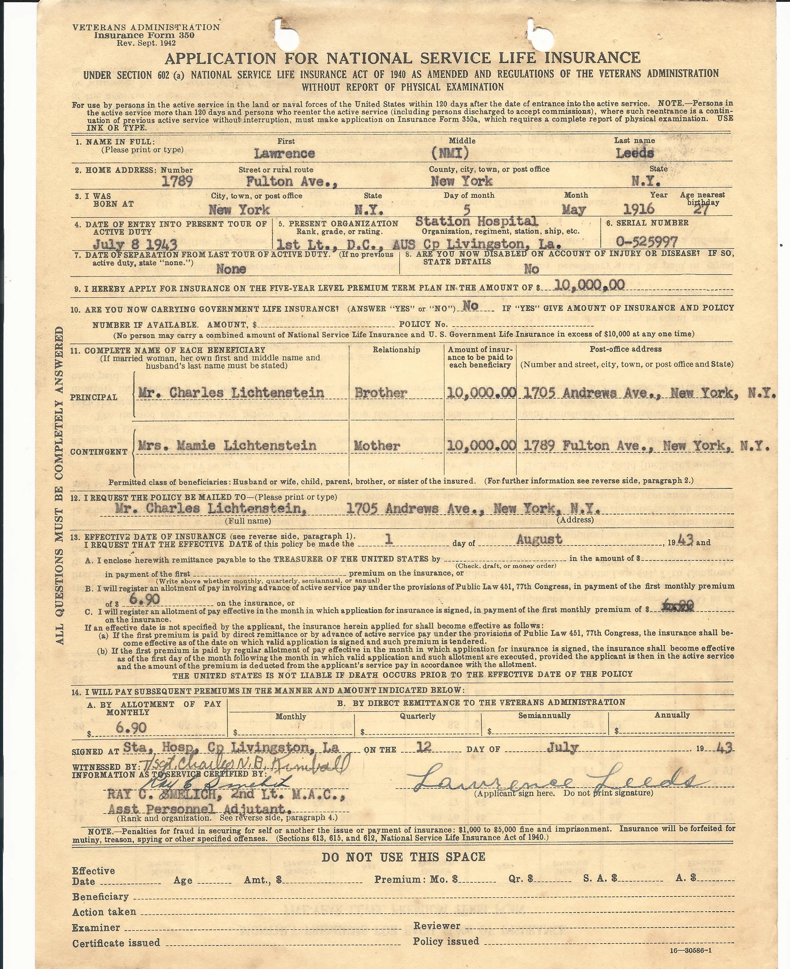 Original U.S. WWII 108th Infantry Regiment Named Combat Medic and Dental Officer Grouping