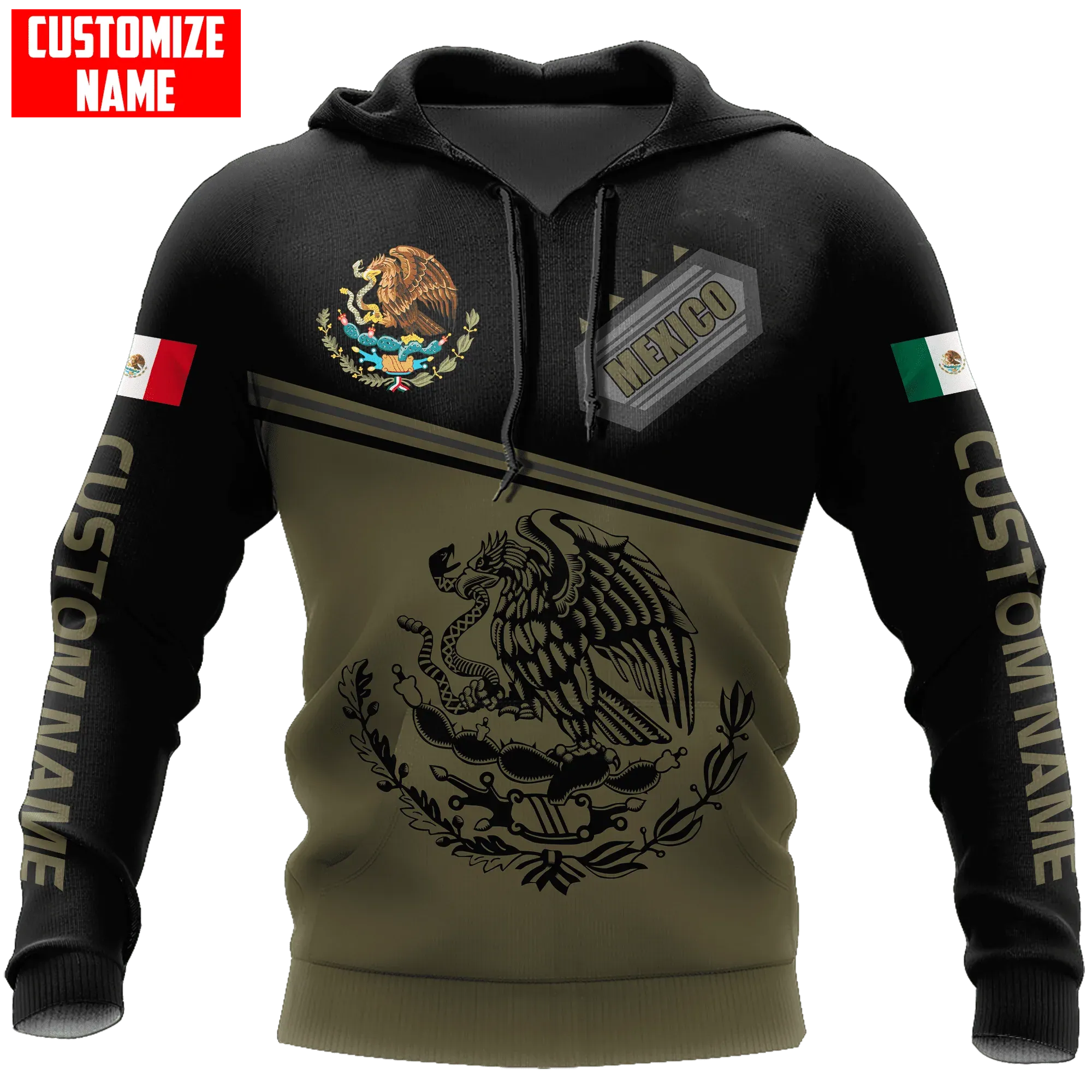 Personalized Name Mexico All Over Printed Unisex Hoodie, Mexico Men's Hoodie, Mexican Women Hoodie