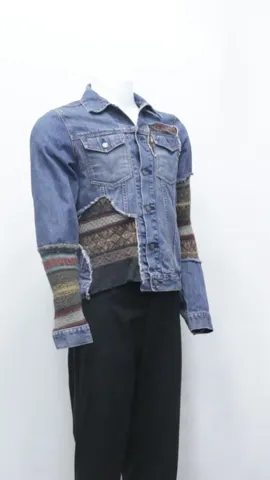 Rework Denim Jacket With Sweater Patch