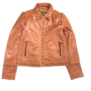 Scully Ladies Mahogany Brown Studded Leather Jacket