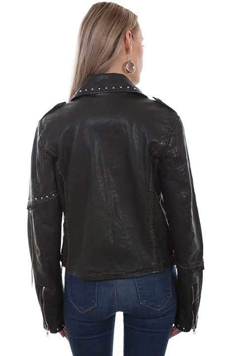 Scully Ladies  Studded Lambskin Biker Jacket