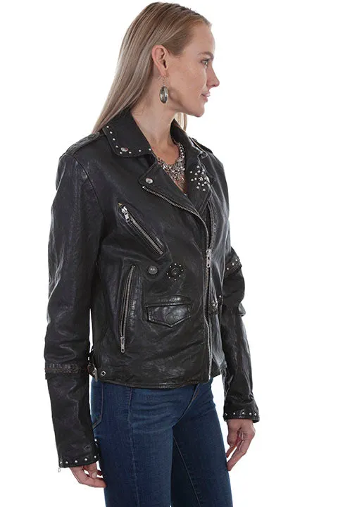 Scully Ladies  Studded Lambskin Biker Jacket