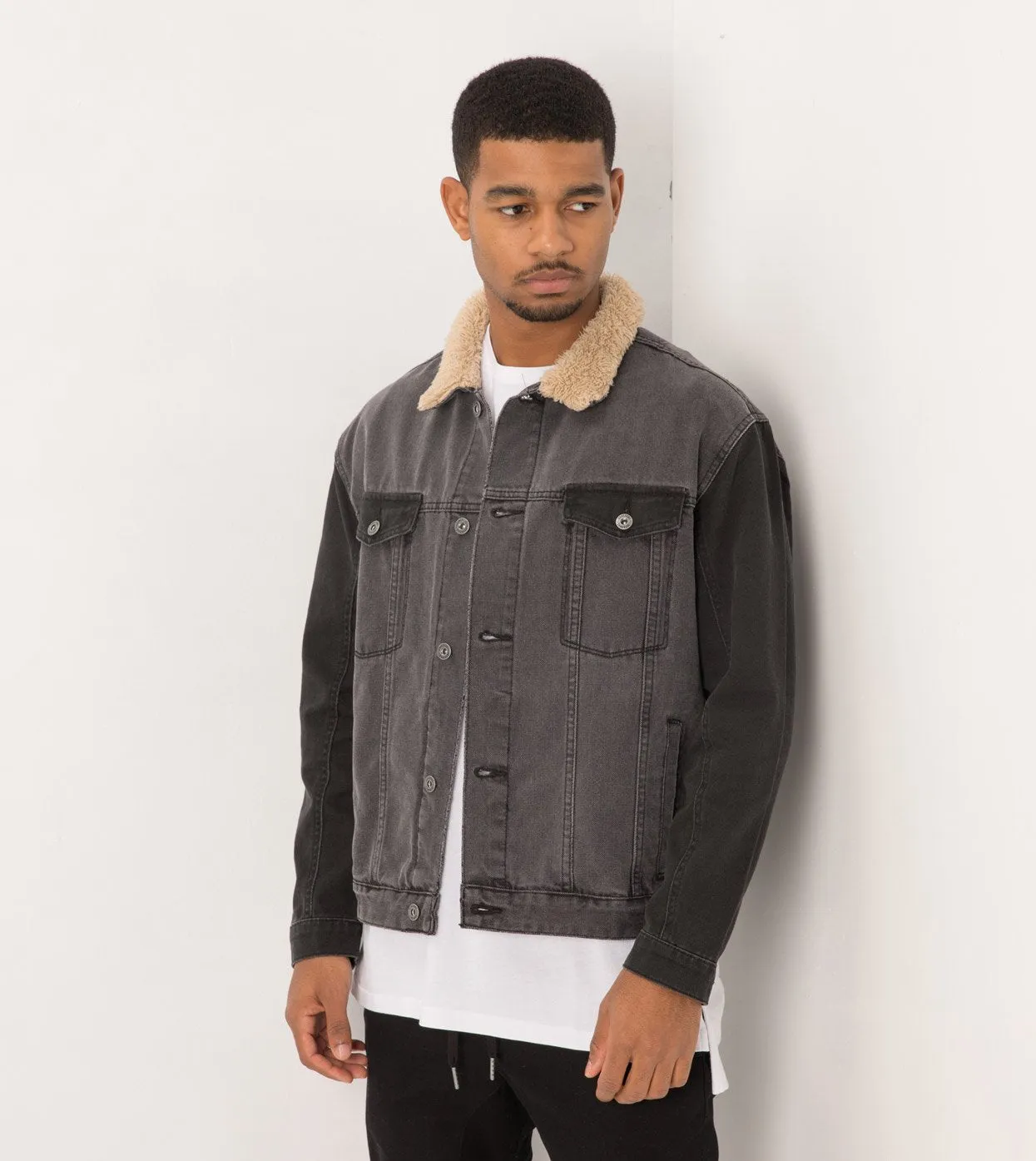 Sherpa Denim Jacket Milled Black - Sale