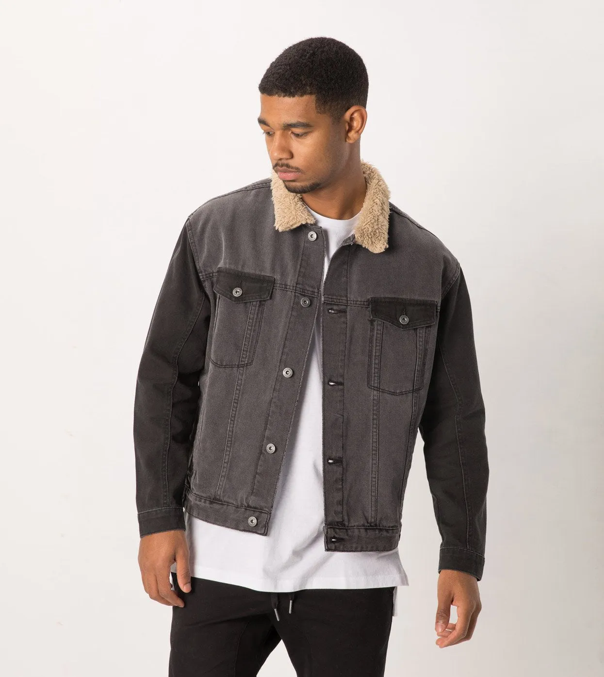 Sherpa Denim Jacket Milled Black - Sale