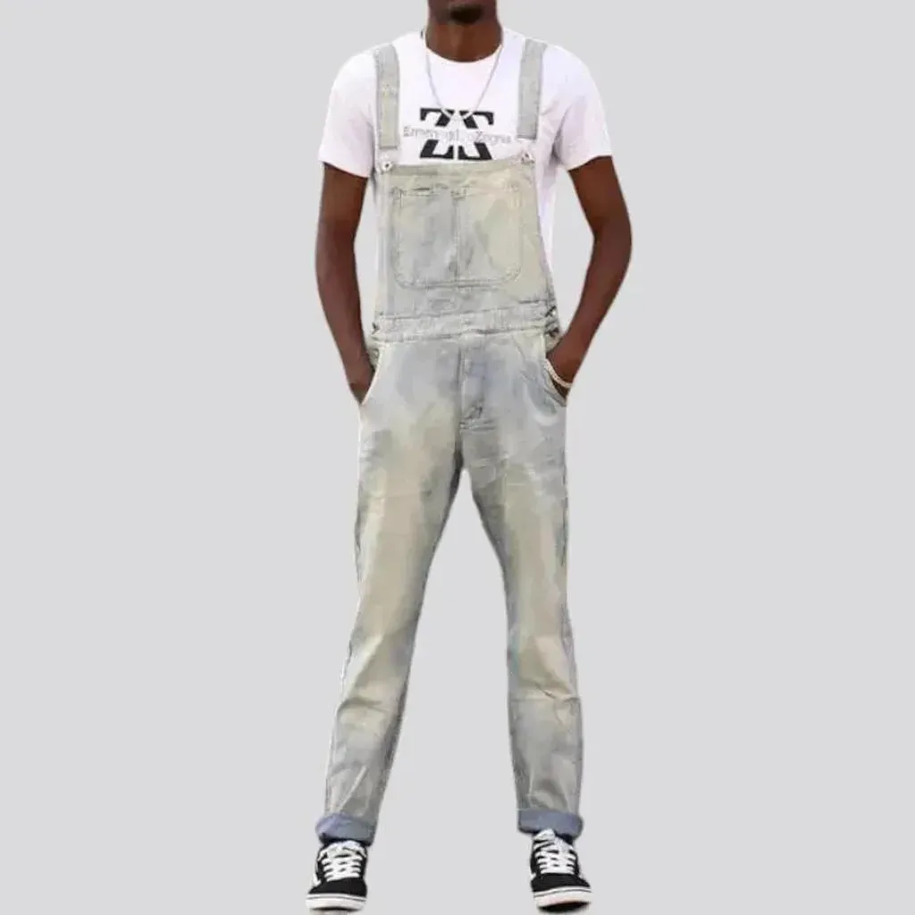 Slim light-wash jeans men's overall