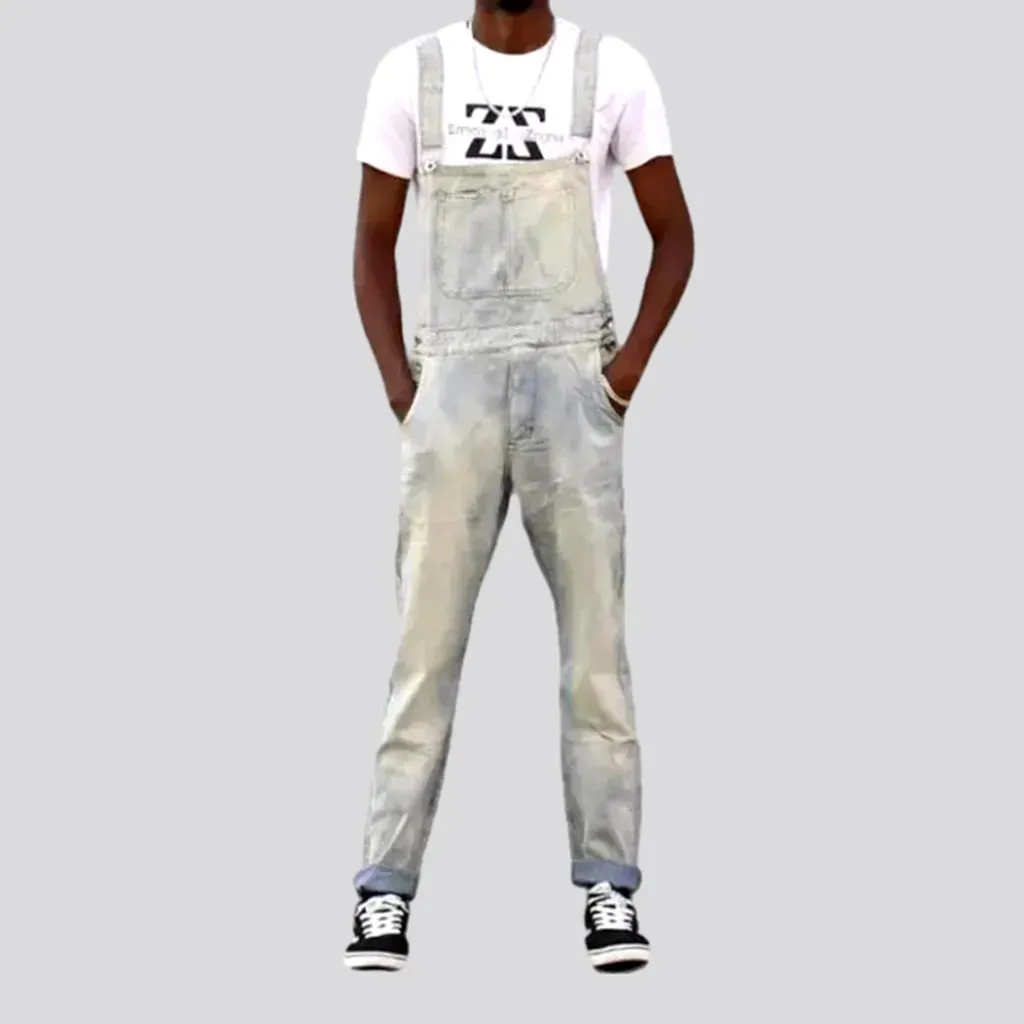 Slim light-wash jeans men's overall