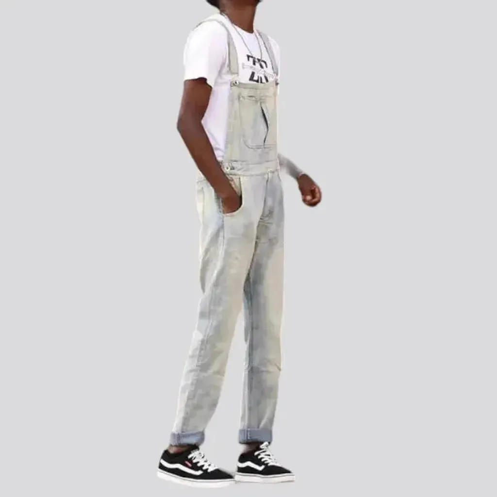 Slim light-wash jeans men's overall