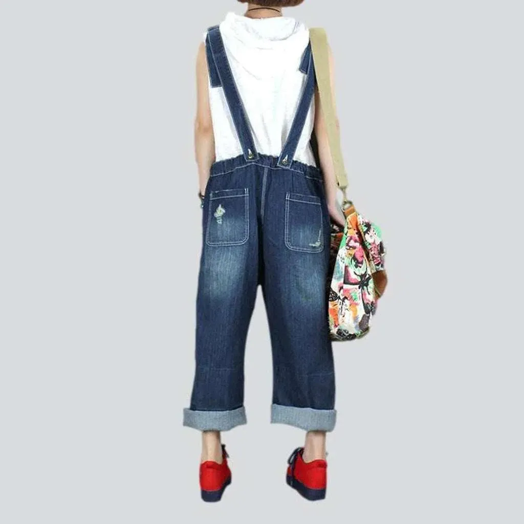 Street style denim dungaree for women