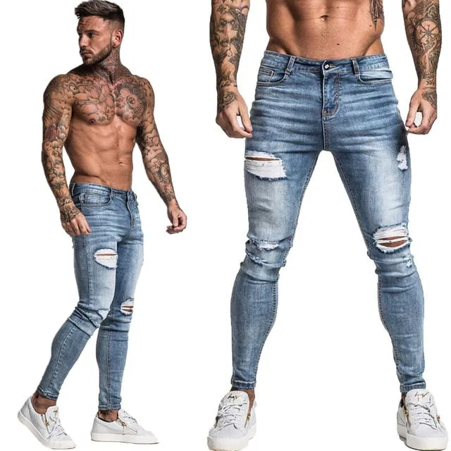 Stretch Ripped Denim Jeans