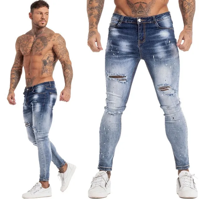 Stretch Ripped Denim Jeans