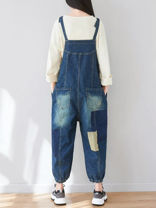 The Kellianne Patched Denim Overalls Dungarees