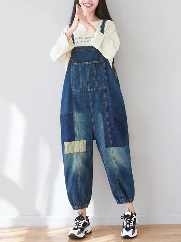 The Kellianne Patched Denim Overalls Dungarees