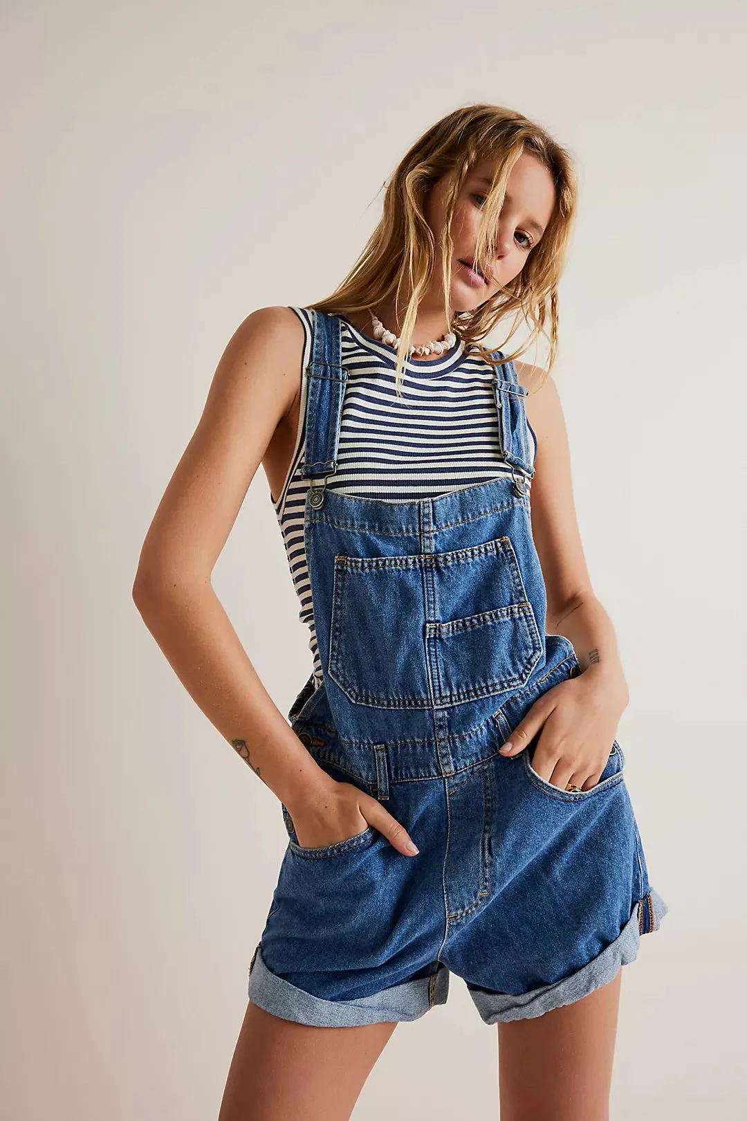 The Ziggy Shortalls by Free People - Sapphire