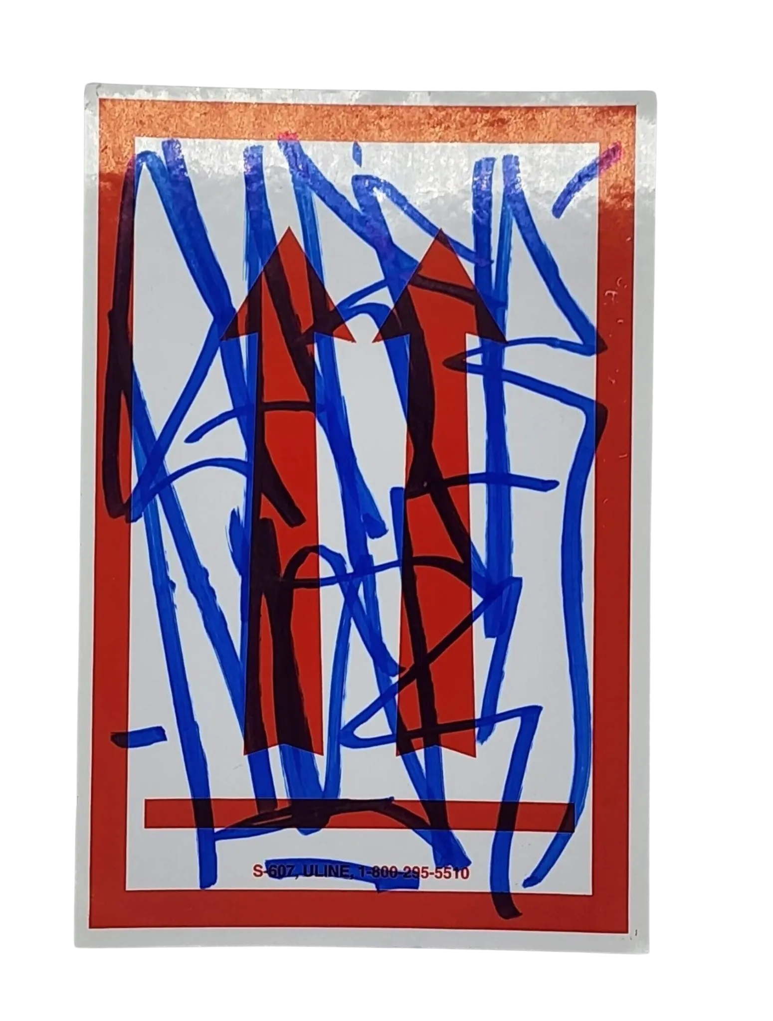 This Way Up Red White Slap-Up Label Sticker Original Tag Art by Saber