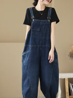 Thunder Of Desire Women's Denim High Waist Bib overalls