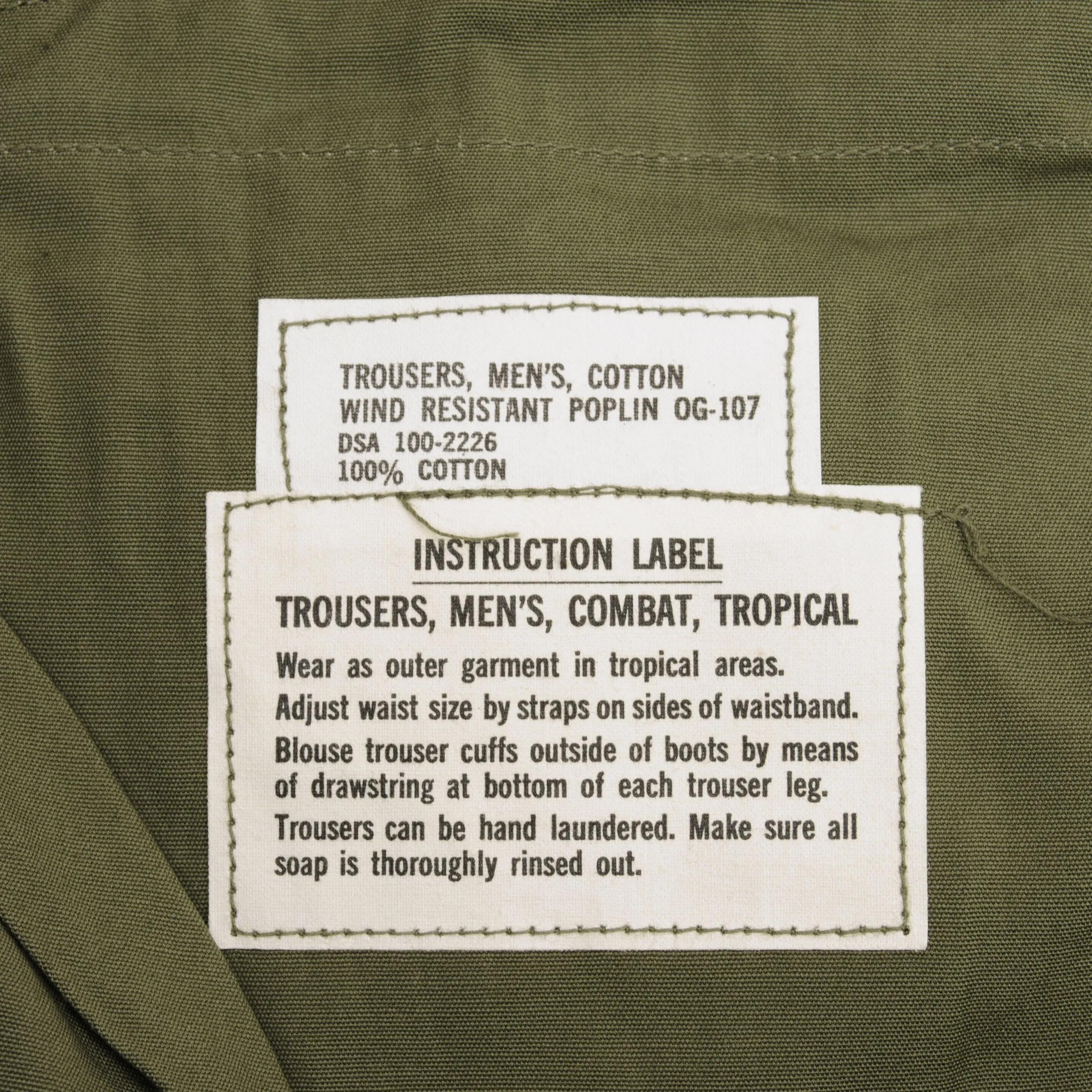 VINTAGE US ARMY TROPICAL COMBAT POPLIN TROUSERS 1966 VIETNAM LARGE SHORT NOS NEW