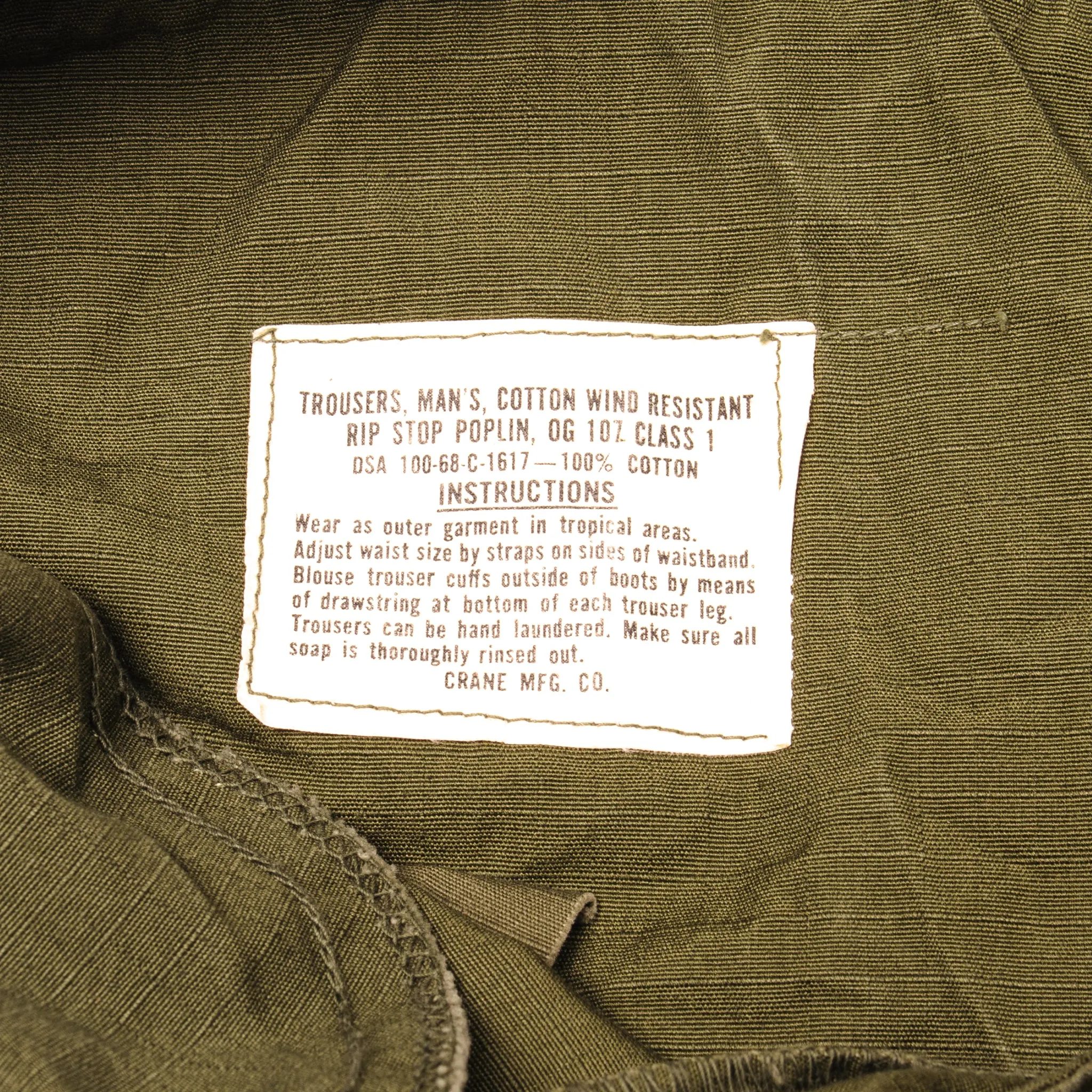 VINTAGE US ARMY TROPICAL COMBAT TROUSERS PANTS 6TH PATTERN 1968 VIETNAM WAR SIZE MEDIUM REGULAR W34 L30 NOS