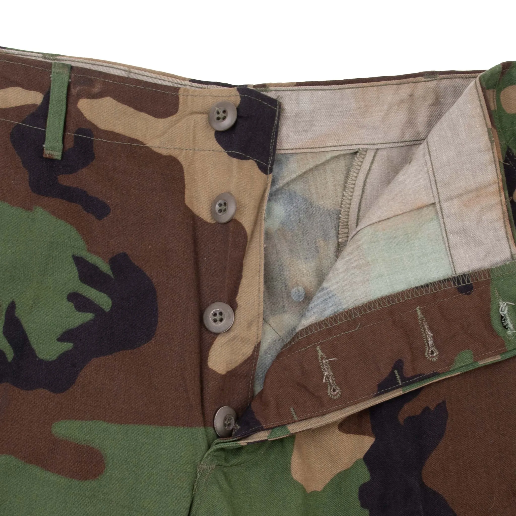 VINTAGE US ARMY WOODLAND CAMO COMBAT TROUSERS PANTS 1995 LARGE LONG DEADSTOCK