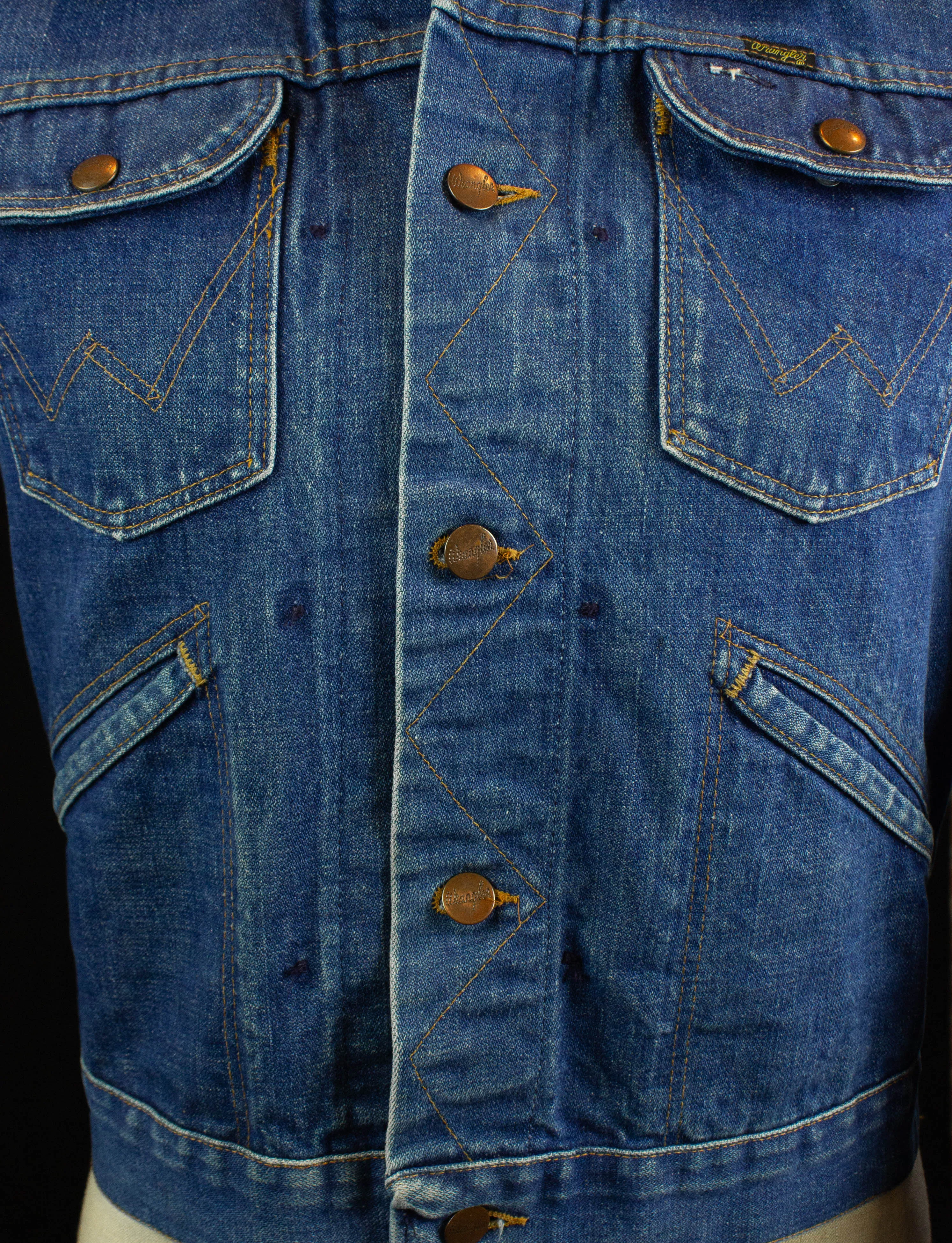 Vintage Wrangler USA Denim Trucker Jacket 70s Medium Wash Small