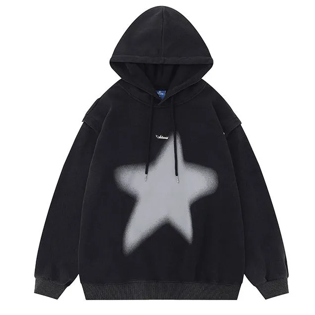 Y2K Hoodie with Graffiti Star Print